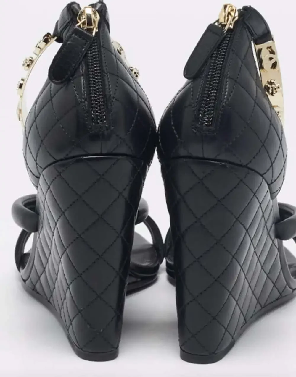 CHANEL black leather